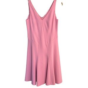 Bloomingdale's Geranium Pink Fit and Flare V-Neck Cocktail Dress